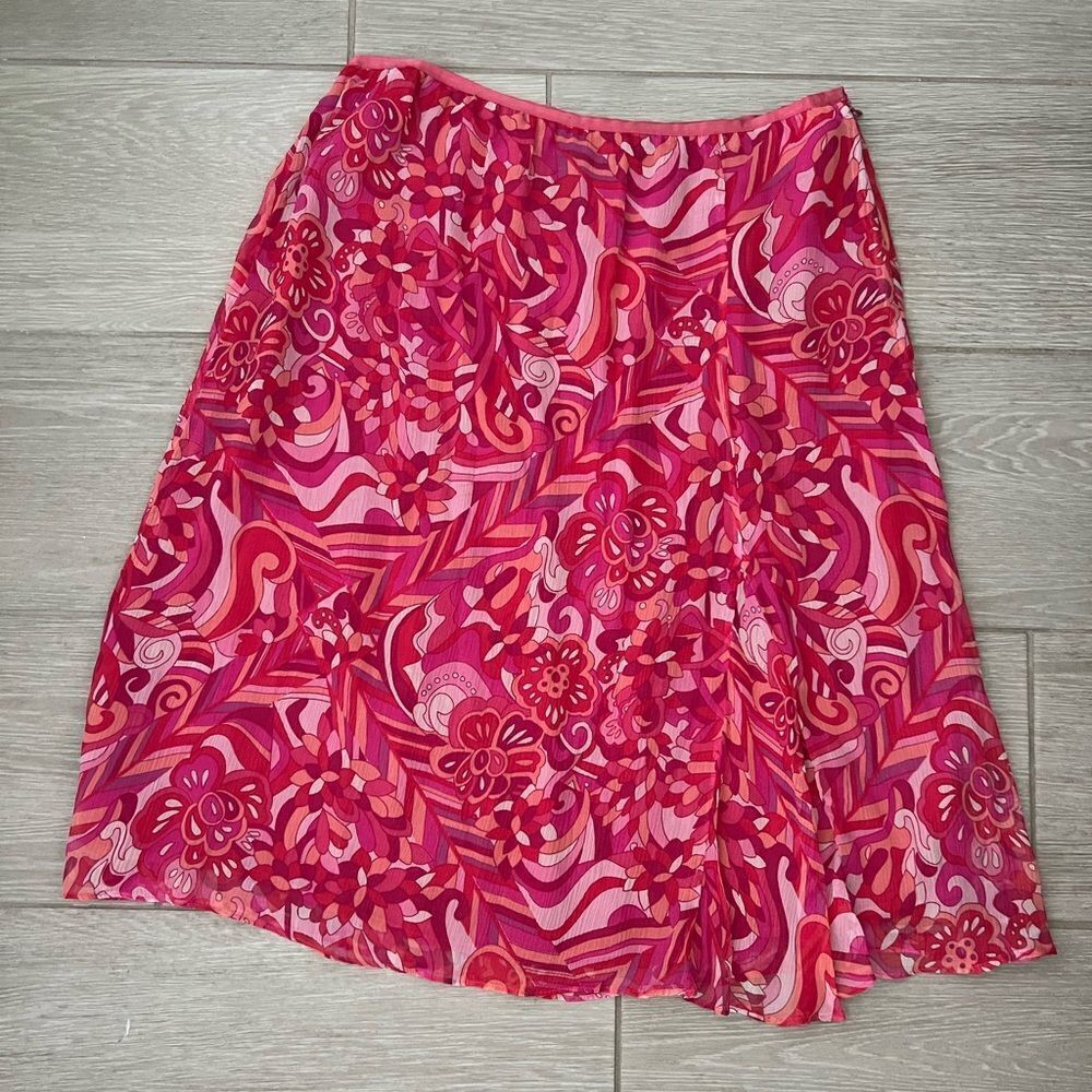 Sharon Anthony 100% Silk Skirt Floral Print size 12